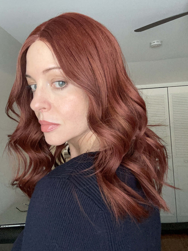 Raregen Scarlett 18” | Silk-Inserted Lace Top Wig-Rich Ruby Auburn