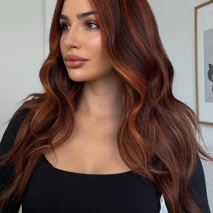 Gemma| Lace Front Remy Human Hair Wig- Sunset Auburn Highlight