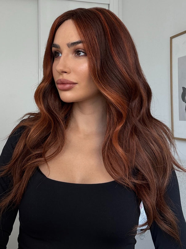 Gemma| Lace Front Remy Human Hair Wig- Sunset Auburn Highlight