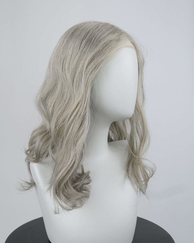 Raregen Sophia 18” | 100% Hand-tied Human Hair Wig-Light Silver Grey Blend
