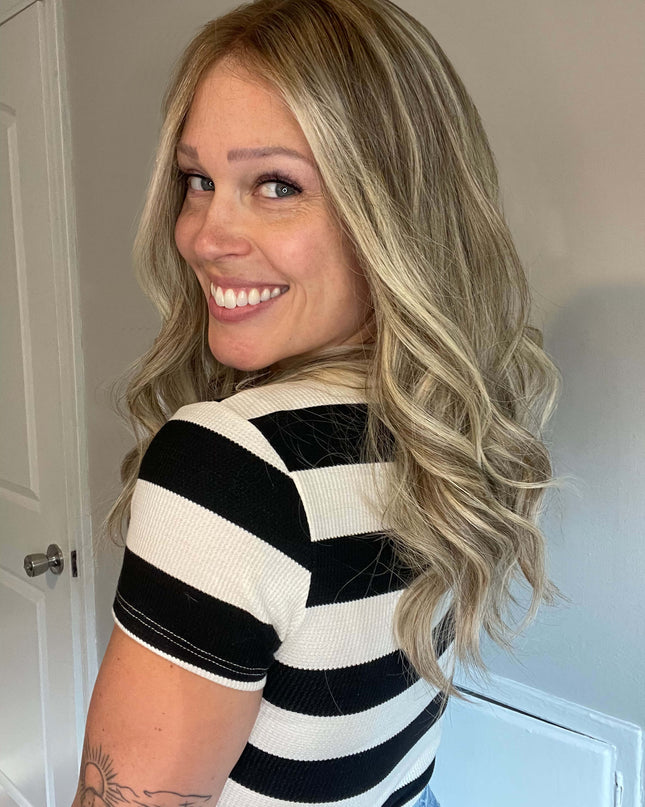 Hedy 18” | 100% Hand-tied Human Hair Wig -Misty Beige Blonde
