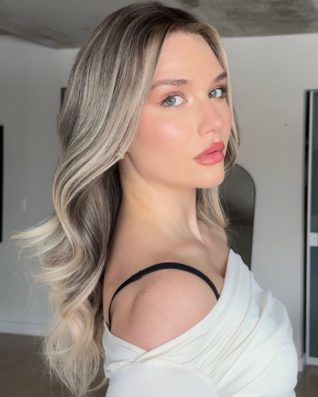 Ada | Lace Front REMY HUMAN HAIR WIG- Rooted Ash Blonde Balayage