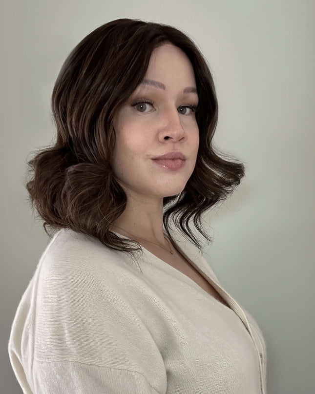 Raregen Mira 14” | 100% Hand-tied Human Hair Wig-Natural Warm Brown Soft Waves